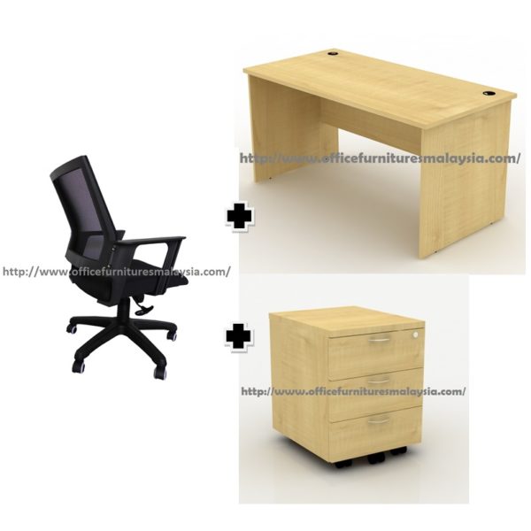 5ft Office Desk Full Maple with Drawer and Chair Set OFTF1270 500 shah alam petaling jaya kuala lumpur