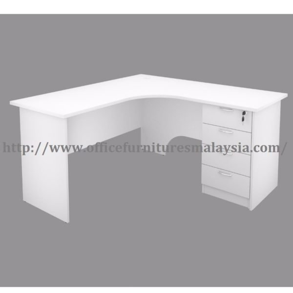 5ft x 5ft White Office Table Desk L Shaped 4 Drawer shah alam bangi damansa puchong kuala lumpur