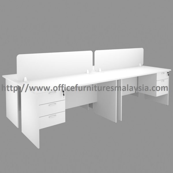 6ft Full White 4 seats office workstation divider with drawers Taman desa sri hartamas Sentul