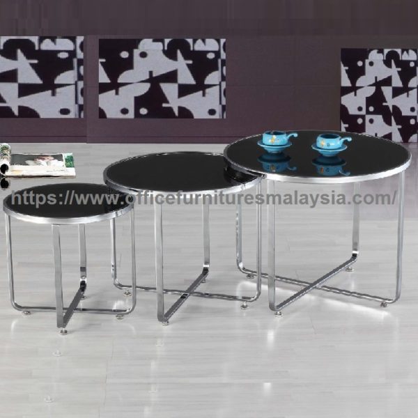 Round Glass Coffee Table Set meja kopi bulat design malaysia Cheras Selayang Batu Caves 1