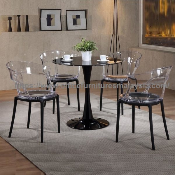 Modern Clear Acrylic Dining Chair And Glass Table Set Office furniture online shop malaysia Mont Kiara KL Sentral Bangsar1
