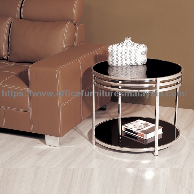 Small Round Glass Coffee Table Meja, Round Leather And Glass Coffee Table