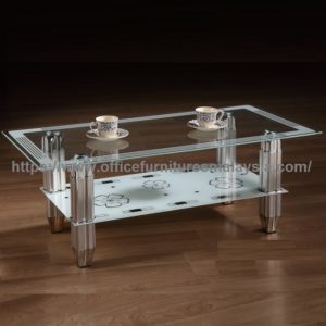 Tempered Glass Coffee Table With Chrome Base coffee table offer malaysia shah alam seri kembangan Rawang1