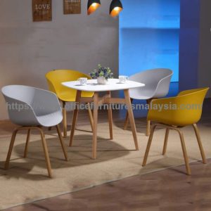 Small Square MDF Top With Wooden Leg Dining Table Modern Dining Furniture Sale Malaysia Kuala Lumpur Cheras Ampang1
