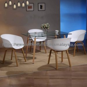 Modern Dining Table Design With Glass Top And Chair Set office furniture sale malaysia Petaling Jaya Ampang1