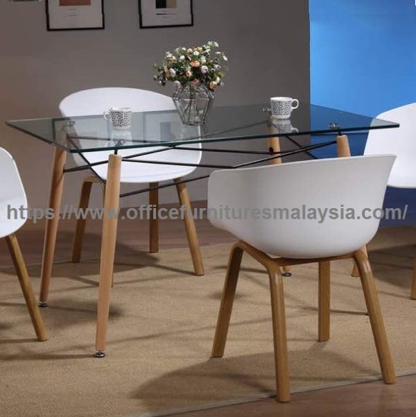 Modern Dining Table Design with Glass Top Cafe Furniture Sale Malaysia Kuala Lumpur Cheras Ampang1
