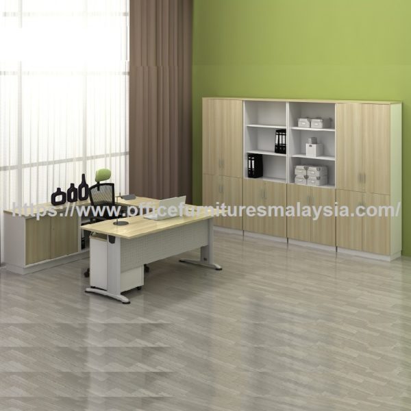 Classic Design Executive Manager Desk And Storage Cabinet Set