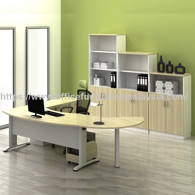 6ft Modern Design Executive Desk With Storage Cabinet Set Office