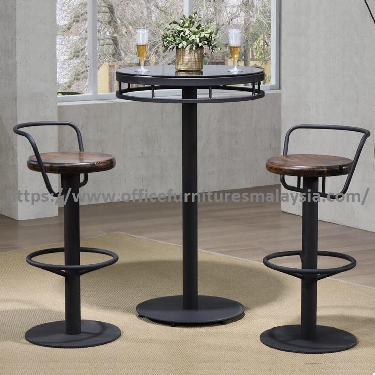 Round Top Frame Glass Bar Table Set, Round Glass Pub Table And Chairs