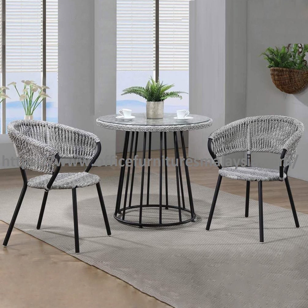 1.7ft Small Round Designer Dining Table 2 Seater Set | Meja Bulat Kaca
