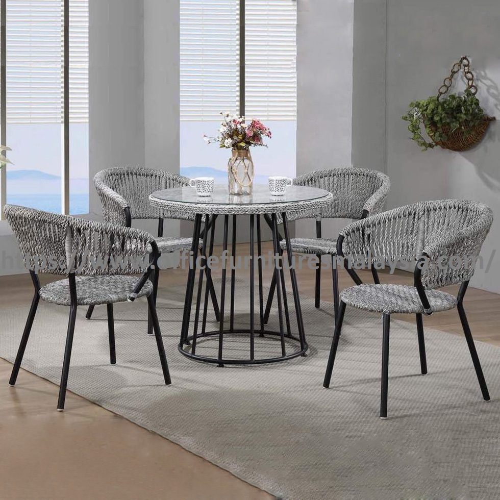 1.7ft Small Round Designer Dining Table 4 Seater Set | Meja Makan Set