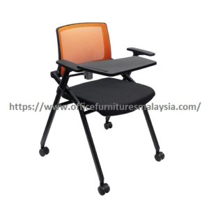 Mobile Folding Mesh Chair Castor Armrest Writing Tablet Study Room Harga mesh chair online shop malaysia1