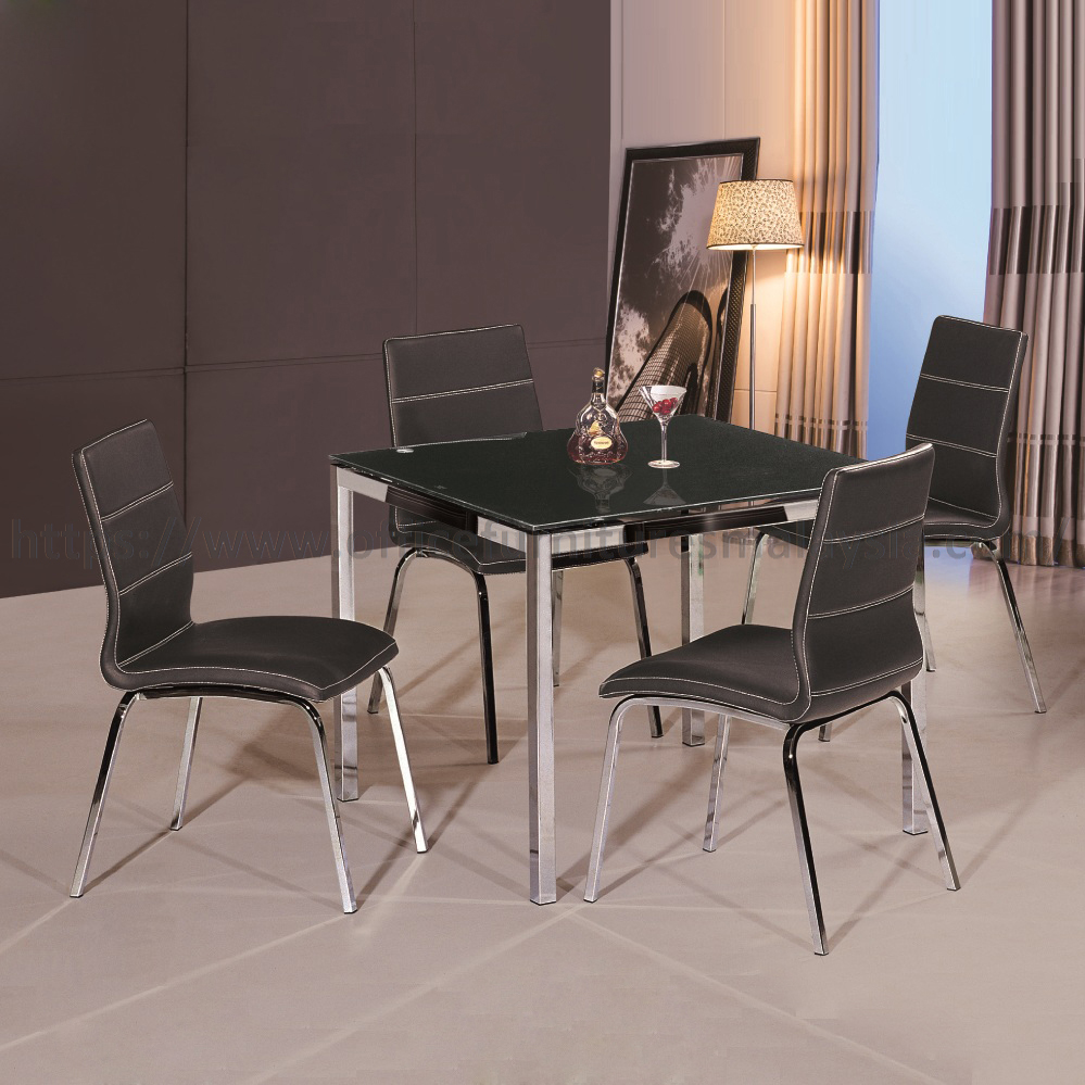 3 ft 4 Seater Square Dining Table Glass Set 