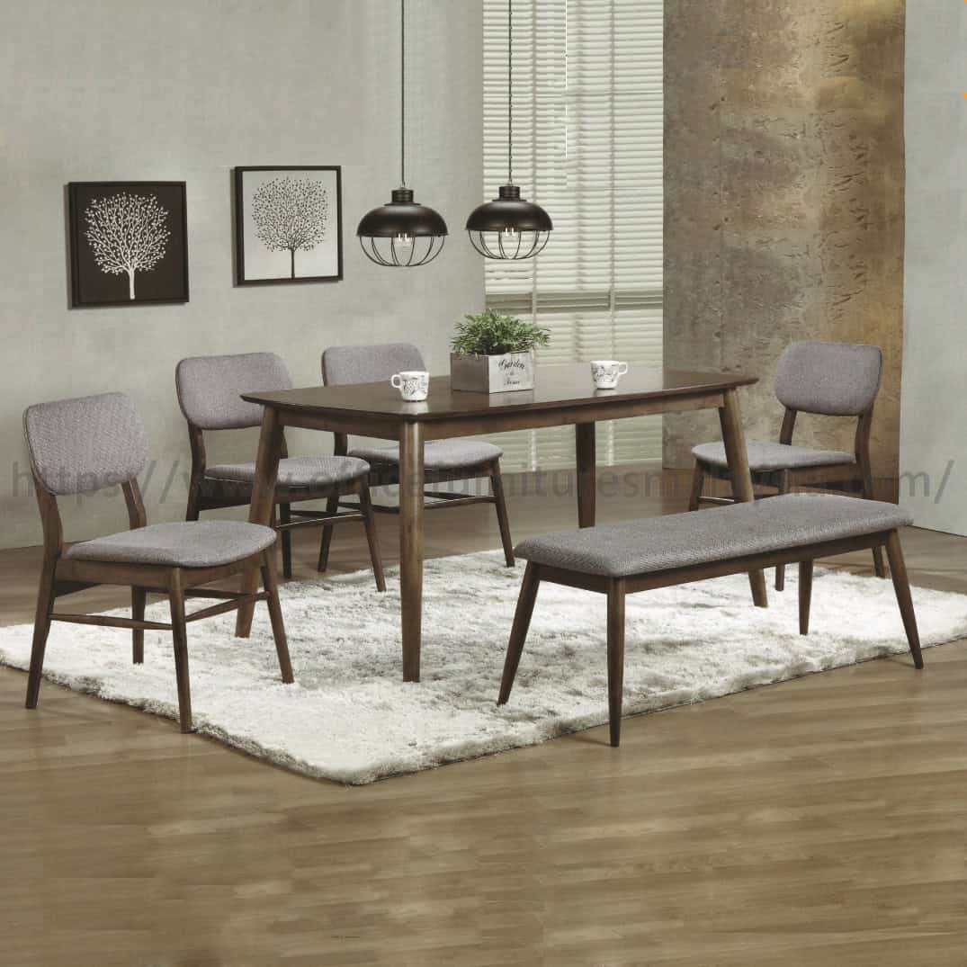 4.9ft 6 Seater Rectangular Wood Counter Height Dining Table Set