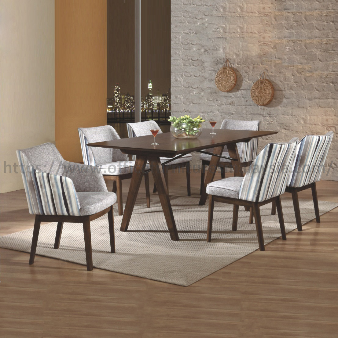 6 ft 6 Seater Solid Wood Rectangular Dining Table Set | Meja Makan Set