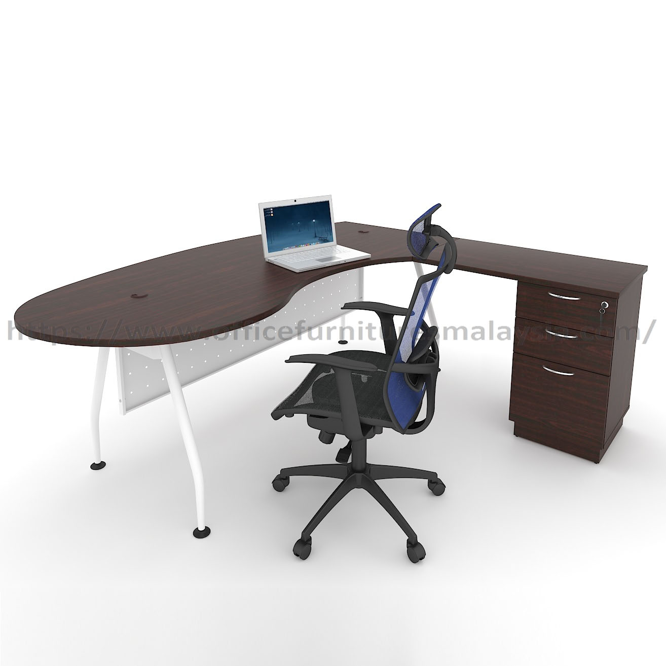 6 Ft Curved L Shaped Corner Office Desk Meja Pengarah Eksklusif