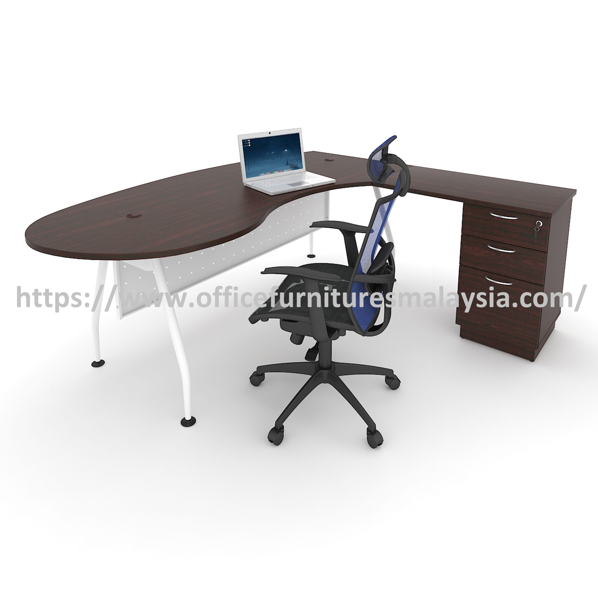 6 ft Curved L Shaped Corner Office Desk - Meja Pengarah Eksklusif