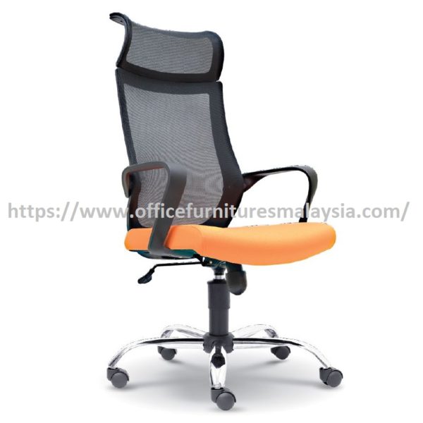 Inspiring Orange Chrome Highback Mesh Office Chair kuala lumpur petaling jaya shah alam Rawang