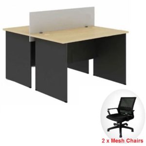4 ft Office Budget Workstation 2 Seater with Chairs bangi oug sungai buloh klang valley