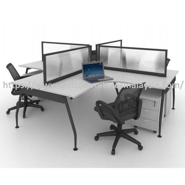 5 ft Latest Office Partition 4 Seater Workstation Table Set with A Leg Kuala Lumpur Selangor Shah Alam