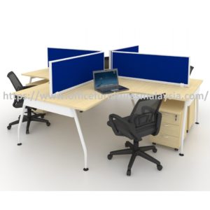 5 ft New Office Partition 4 Seater Workstation Table with A Leg Cheras Balakong Ampang Petaling Jaya