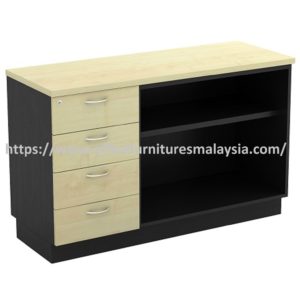 4 ft Assertive Open Shelf Low Cabinet with Fixed 4 Drawer Pedestal OFTYOP7124 Sabak Bernam Kuala Lumpur Senawang