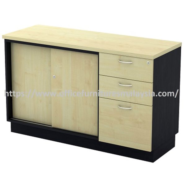 4 ft Brisk Sliding Door Low Cabinet with Fixed 2D1F Drawer Pedestal OFTYSP7123 Semenyih Kajang Bangi