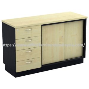 4 ft Sliding Door Low Cabinet with 4 drawer Pedestal OFTYSP7124 Ara Damansara Petaling Jaya Kelana Jaya