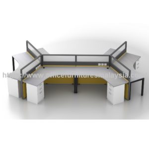 4 ft L-Shape Table 6 Seater Workstation with Fixed Pedestal Subang Jaya Sungai Buloh Kuala Lumpur - Copy (2)