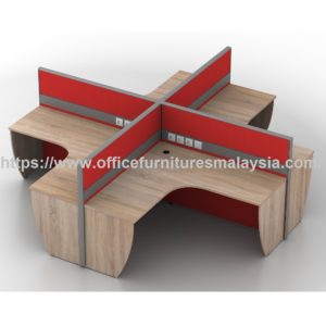 New Design 4 Seater Workstation with Curve Wooden Leg Shah Alam Bangsar Cheras Sungai Buloh